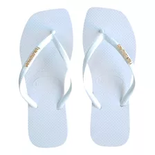 Chinelo Havaianas Square Branca (ponta Quadrada) Com Brinde