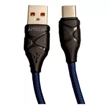 Cable Usb Aitech Mallado Pvc 3a Tipo C 1mts