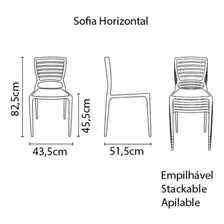 Cadeira De Jantar Tramontina Sofia Respaldo Horizontal, Estrutura De Cor Grafite, 1 Unidade