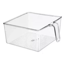 Recipiente Organizador Heladera Con Asa Multiuso 17x22cm Color Transparente