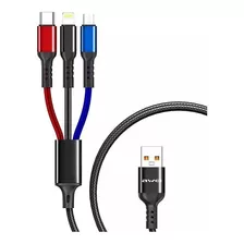 Cable Wiwi De 6a 3 En 1 Tipo C, Micro Usb Y Lightning