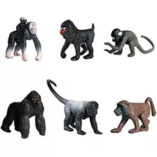 Flormoon Figuras De Animales 6 Piezas Realistas De Mono Peq
