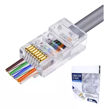 Conector Rj45 Macho Cat6 / Cat5e Cabo Rede Ez Vazado 100un