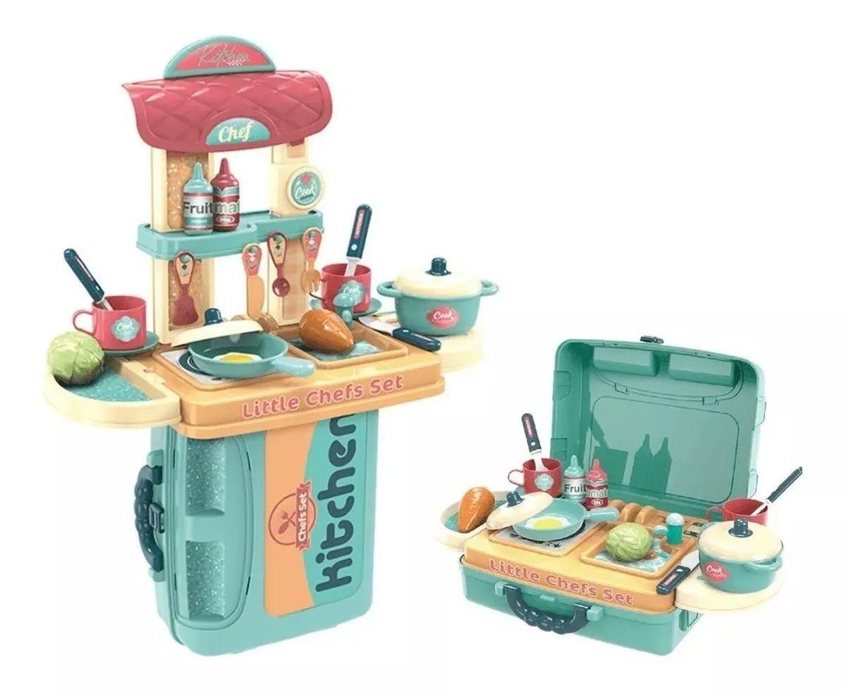 Cozinha Infantil Toys Kit Maleta Chef Faz De Conta 3 Em 1 