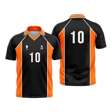 Camiseta Cosplay Uniforme Haikyuu Karasuno High School Preta