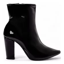 Botas Femininas Cano Curto Bico Fino Salto Alto Grosso