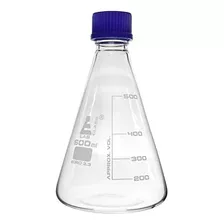 Matraz Erlenmeyer, 500 Ml - Vidrio De Borosilicato - Con Tap