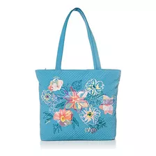 Bolsa De Microfibra Color Azul Diseño De Flores Para Mujer