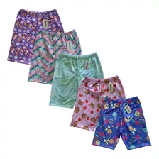 Kit 5 Bermuda Estampa Rotativa Short Infantil Menina 1 Ao 16