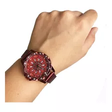 Relojes Giratorios Vintage Para Dama Moda Casual Colores Correa Rojo