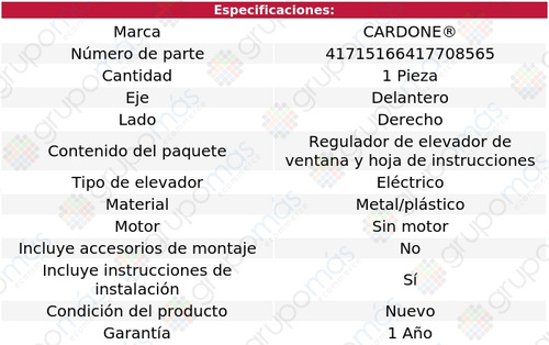 Elevador Cristal Elect Del Pasajero Cardone S600 2007_2013 Foto 5