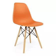 Cadeira Eames Wood Design Eiffel Sala Quarto Manicure Preto Estrutura Da Cadeira Laranja