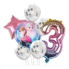 Set Globos Fiesta Decoración Cumpleaños Frozen Ana Elsa 