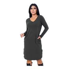 Vestido Evangélico Moda Feminina Com Bolso Fenda Lateral Top