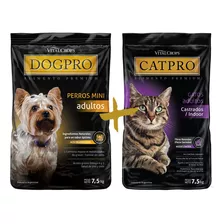 Dogpro Mini Adulto X 7,5k + Catpro Castrados/indoor X 7,5 Kg