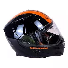 Capacete Fechado Preto Faixa Laranja Harley Davidson - 58