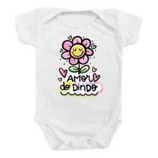 Body Bebe Amor Do Dindo Presente Afilhada Recém Menina Rosa