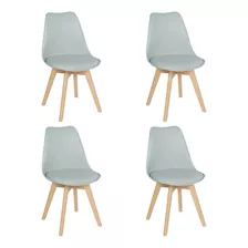 4 Cadeiras Estofada Leda Base Madeira Eames Cozinha Cores Estrutura Da Cadeira Cinza-claro