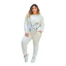 Conjunto Feminino Plus Size Blusa E Calça Inverno 36 Ao 52