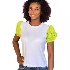 Blusa Feminina Com Manga Princesa Em Laise De Malha