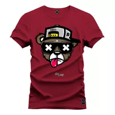 Camiseta Premium Algodão Aproveite Urso Boné Bolado