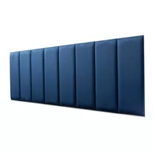 Cabeceira Modulada Adesiva Estofada Queen - Kit 8 Placas Cor Suede Azul