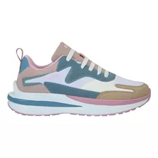 Tenis Casual Choclo Ducati 96mf Blanco Y Azul Y Rosa Mujer