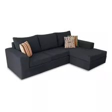 Sillon Sofa Esquinero Premium Bocaccio 2,30 X 1,60 Mts Chenille Jumper Antidesgarro Gris Oscuro Fullconfort