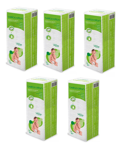 Algodão Bellacotton Quadrado Bebê Sem Perfume 5 Pacotes Branco