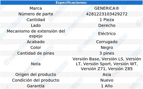 Espejo Der Chevrolet Colorado 2005 Depo Foto 2