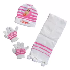 Conjunto Lana 3 Pcs Invierno Gorro Guantes Bufanda 1-3 Años