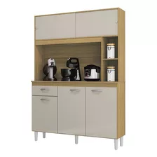 Armario Cozinha Kit Duda 120cm Com 5 Portas E 1 Gaveta Cor Damasco/off White