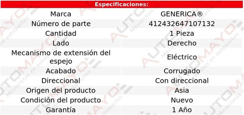 1 Espejo Der Elect Corrug C/direcc Volkswagen Gol 13-19 Foto 2