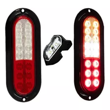 Kit Lanterna De Led Com Ré + Placa Carretinha Carreta Bivolt