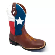 Bota Texana De Couro Bandeira Texas 