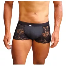 Kit 3 Cueca Shortinho Boxer Renda Transparente Coleçon Homem