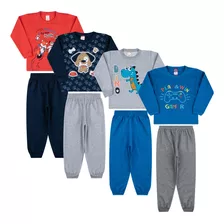 Kit 4 Conjunto Infantil Moletom Atacado Lançamento Barato