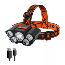 Linterna 5 Led De Cabeza Recargable Tipo Minera Ciclismo