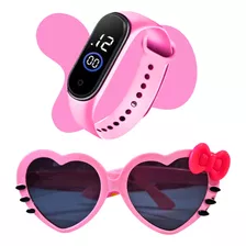 Relógio Digital Bracelete Infantil Led+ Óculos De Sol Barato