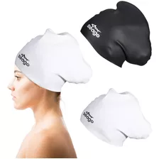 Gorro Para Natación Seago, Para Pelo Largo, Negro/blanco