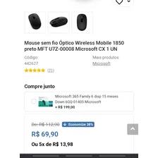 Mouse Sem Fio Microsoft 1850 Usado 