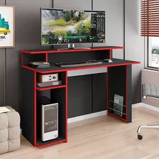 Mesa Escrivaninha Gamer Organizadora Inspire Preto Vermelho