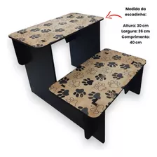 Escada Escadinha Pet Para Cachorro Gato 2 Degrau Em Mdf Cor Patinhas