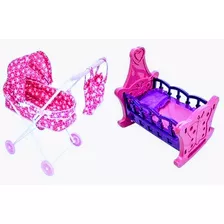 Cama Cuna Juguete Para Niña+coche Plegable Moisés Y Pañalera