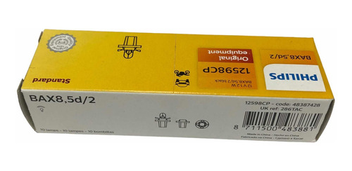 Caja 10 Mini Focos Halgeno Philips 12v Bax8,5d/2 B8.5d 1.2w Foto 8