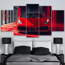 5 Cuadros Canvas Ferrari 488 Automoviles 86x56cm