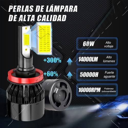 Kit Faros Luz Led H9 H11 H8 14000lm Para Nissan Alta/baja Foto 3