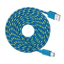 Cabo Micro Usb Longo 3m Carregamento Rápido Nylon Trançado Cor Azul