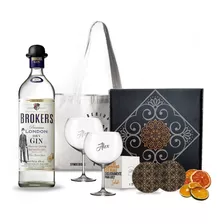 Kit Regalo Gin Brokers Box + 2 Copas Transparentes Grabadas