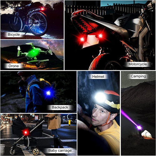 8pz Luces Mini Luz Led Estrobo Para Moto Bici Dron 7 Colores Foto 7